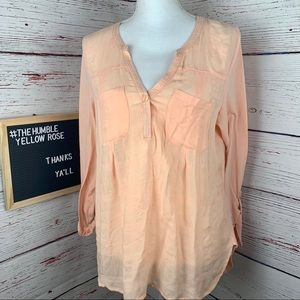 Merona Peach Summer Breeze Lightweight Long Sleeve Top